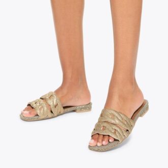 Flache Sandalen mit Kristallkette